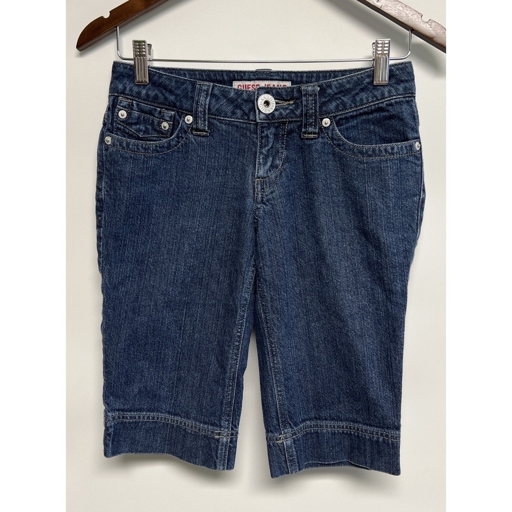 Guess Jean Shorts Womens 29 X12 Stretch Bermuda‎ Y2K Embroidered Studded Vintage